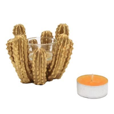 Portacandela a Forma di Cactus Oro