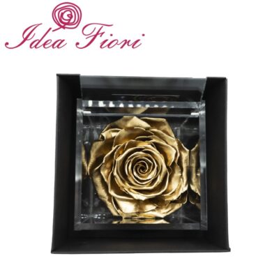 Flowercube Rosa Stabilizzata Oro