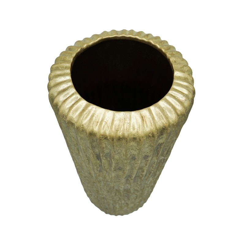 Vaso in Ceramica Cilindrico Oro Satinato Balcosta