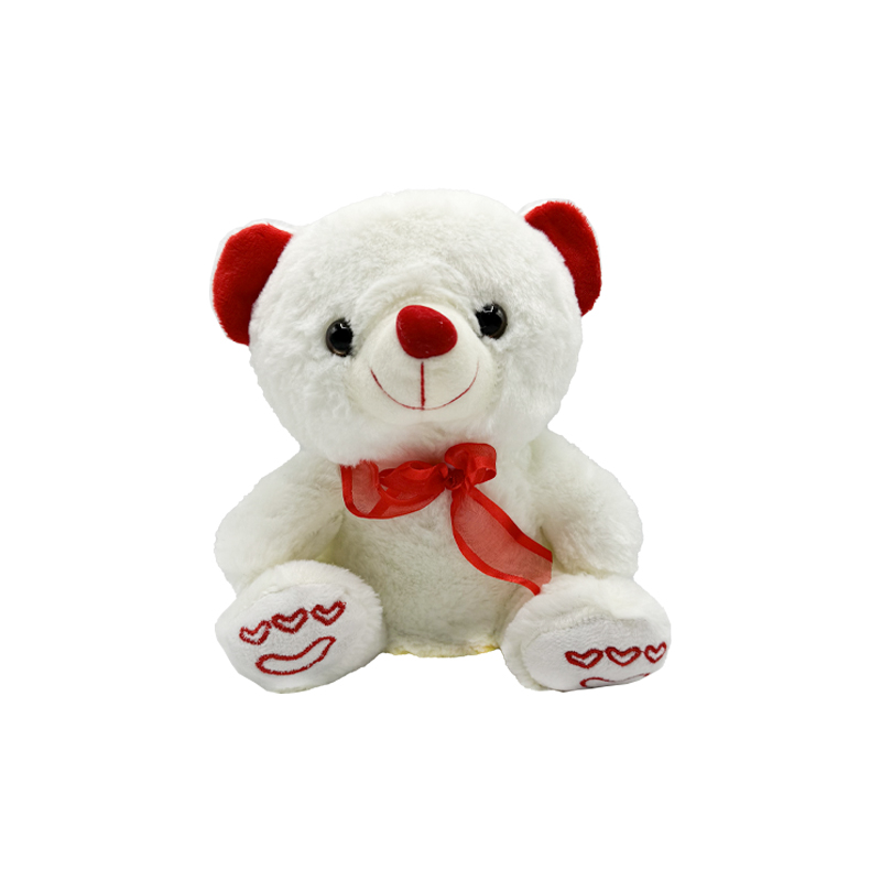 peluche san valentino orso bianco con naso rosso e cuori ideafiori